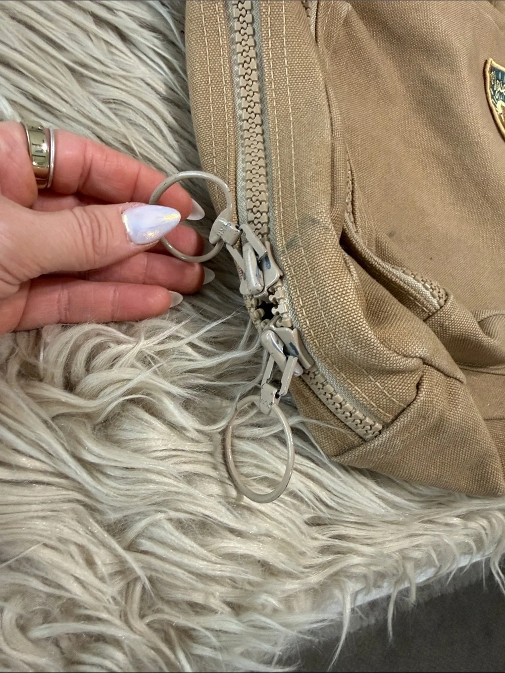 Lands' End Tan Canvas Messenger with Yosemite Patch